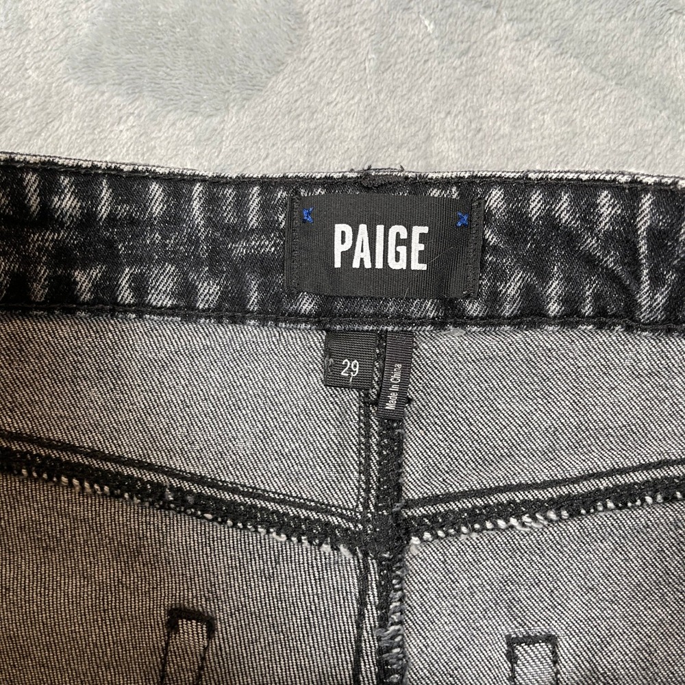 Paige Jean Shorts 29 Sarah Short Black Acid Wash High Rise Raw Hem Denim - Picture 3 of 7